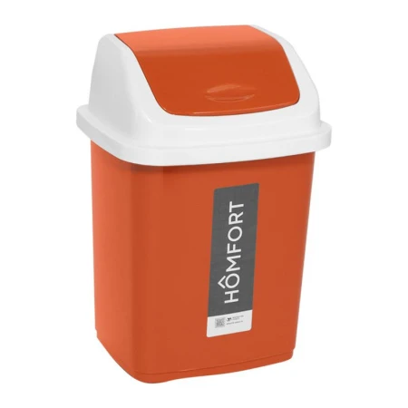 Контейнер для мусора 5л 19*15*21см пластик КОМФОРТ морковный с подвижной крышкой (27)