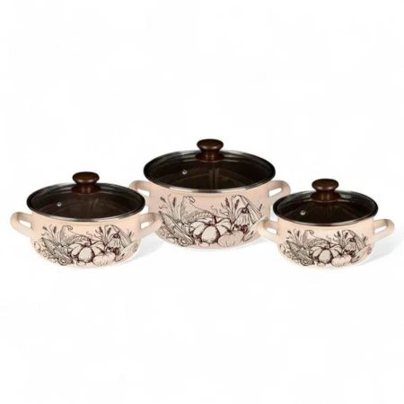 Набор кастрюль 3пр 1,5/2/3л эмаль АГРОНОМ-1-ЭКСТРА сферический слоновый (1)