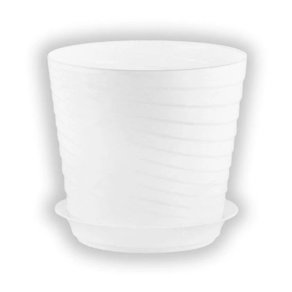 Горшок цветочный 750мл d11см пластик ВЕРОНА с поддоном белый PL0385 (14)