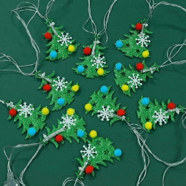 Эл.гирлянда 2м 10LED с насадками Новогодняя елочка шамп пост.свеч ПВХ прозр коннект 220В СНОУ БУМ