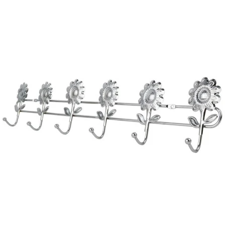 Вешалка 6 крючков Цветочки хром 47,5х9,5х3,5см НР08-139/JC-9216 (96)