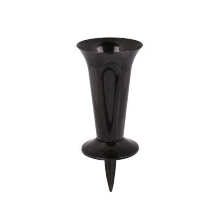 Ваза ритуальная с колышком d12,9см h32см пластик черный (9)