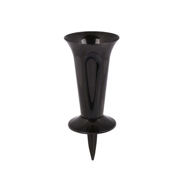Ваза ритуальная с колышком d12,9см h32см пластик черный (9)
