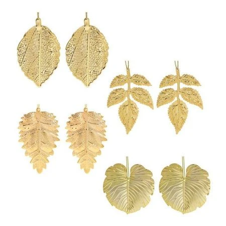 Набор подвесок в виде листьев 8-10см металл золото 4 дизайна СНОУ БУМ