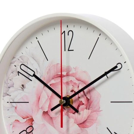 Часы настенные 19,5см пластик РУБИН Пионы белый (10)
