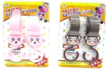 Набор крючков пластик 2шт. с ремнём для детской коляски JC-990 (240)