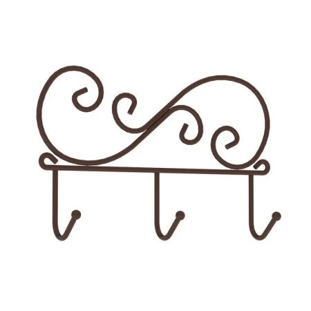 Вешалка 3 крючка настенная 20*4*13см металл КРУЖЕВА коричневая (10)