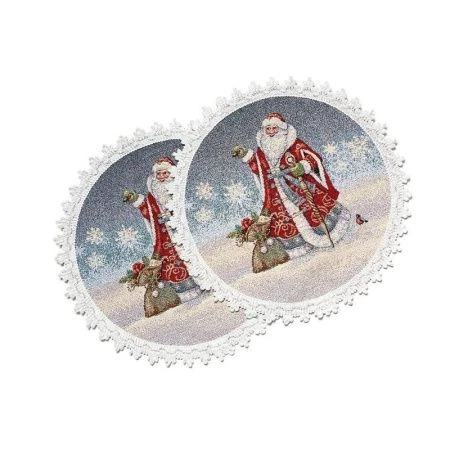 Салфетки новогодние набор 2шт 27см гобелен МОРОЗКО серебряный люрекс