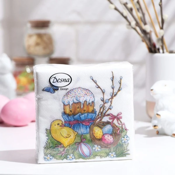 Салфетки бумажные Desna Design 40шт однослойные 25*25 Пасха (32)