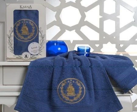 яяяПолотенце махровое 50*90см в коробке Karna KAPITAN 1\1 (Синий)