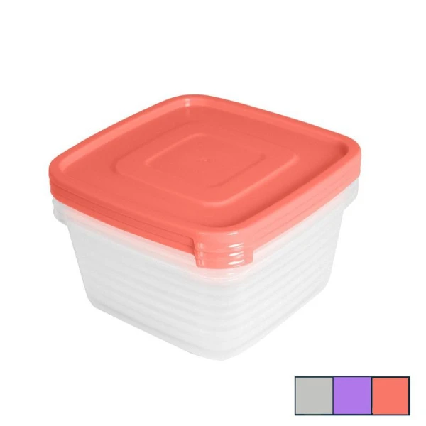 Контейнер пищевой набор 3шт 1,4л пластик УНИКО квадратный С217  (18)