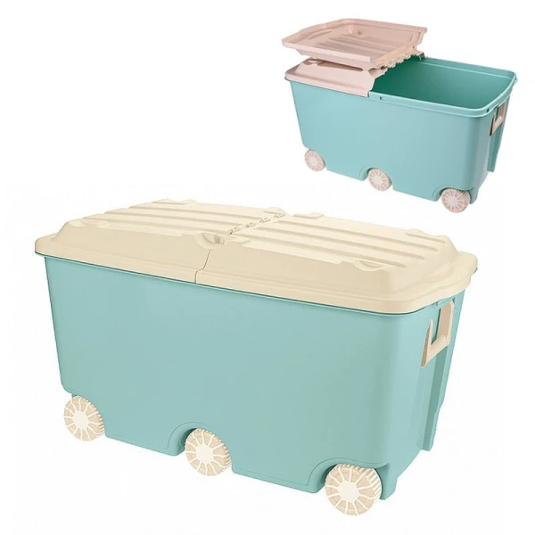 Ящик для игрушек 66,5л 685*395*385мм пластик голубой на колесах (3) ВЫВОД