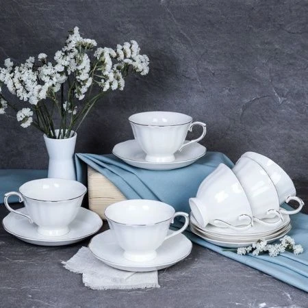 Чайный набор 12пр фарфор на 6 персон 250мл на ножке отводка золотом RS/12-FY203005/FY196003 Grey (8) Чайный набор 12пр фарфор на 6 персон 250мл на ножке отводка золотом RS/12-FY203005/FY196003 Grey (8)