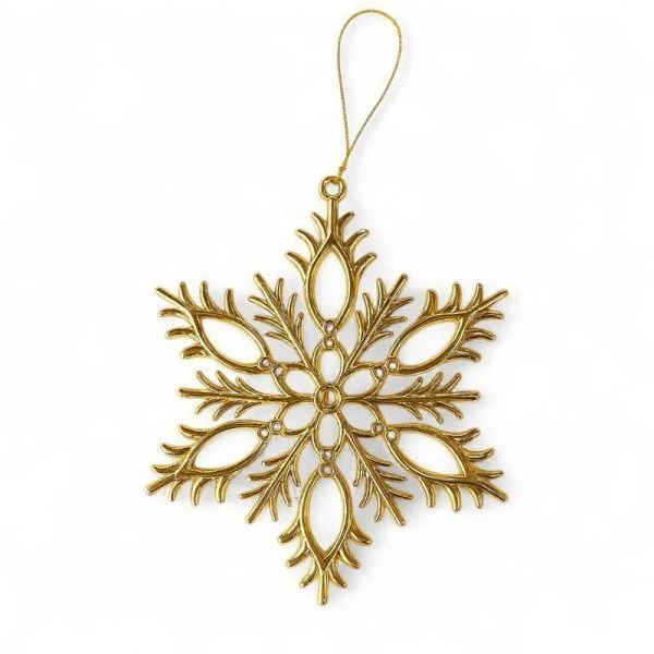 Игрушка новогодняя на елку СНЕЖИНКА 12см лимонное золото LF-7581G/JC-16238 (880)