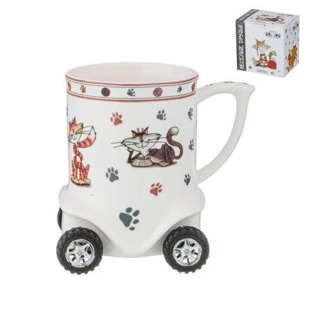 Кружка 350мл фарфор ВЕСЕЛЫЕ ДРУЗЬЯ на колесиках (36)