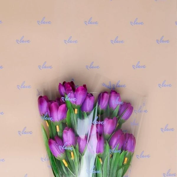 Пленка в рулоне прозрачная полипропилен Классика Love лаванда 70см*8м (10)