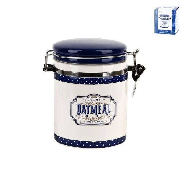 Банка для сыпучих продуктов 630мл 14*10*15см керамика Gourmet с клипсой подар.уп. (24)