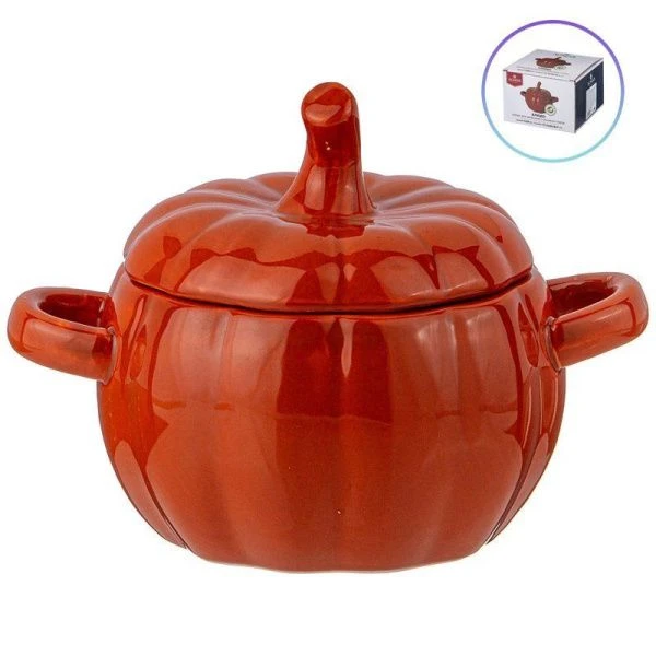 Блюдо для запекания 600мл 17,3*13*12,7см керамика ТЫКВА с крышкой (24)