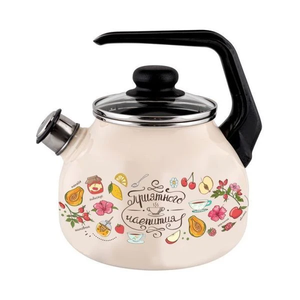 Чайник со свистком 3л эмаль ПРИЯТНОГО АППЕТИТА ТМ Appetite 4с209я (4)