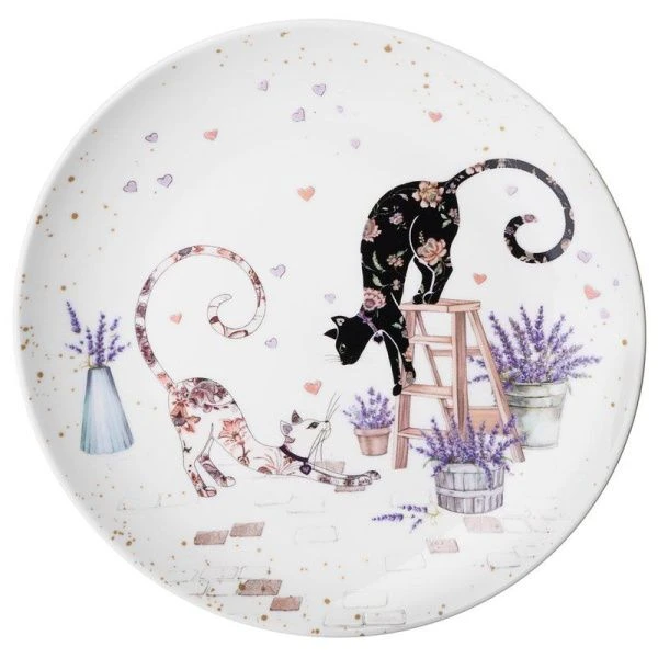 Тарелки мелкие набор 2шт 20,5*2см фарфор ЛАВАНДОВЫЕ КОТЫ десертные (18)