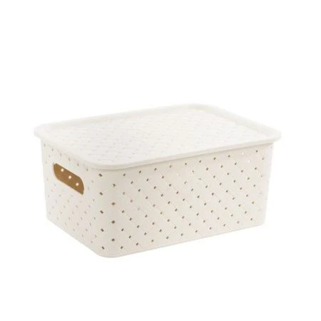 Корзинка 3л 235*173*105мм пластик БЕРЕСТА слоновая кость с крышкой (16)