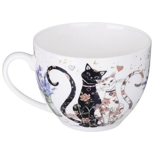 Чайный набор 2пр фарфор ЛАВАНДОВЫЕ КОТЫ на 1 персону 275мл (32)