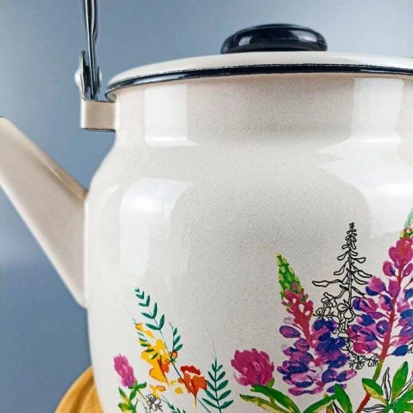 Чайник 3,5л эмаль ЛЮПИНЫ жемчужный С-2713/4Жм Рч (4)