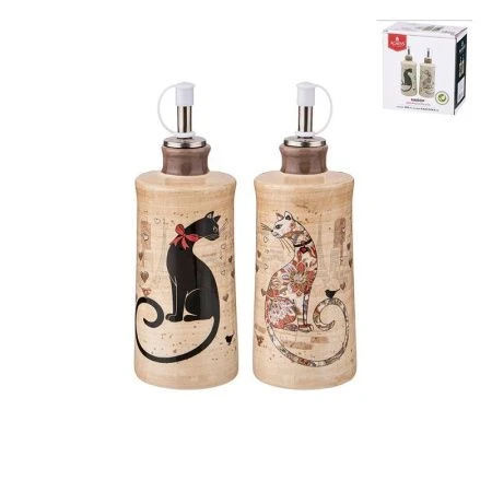 Бутылка для масла 2пр 300мл 6,5*14,5см керамика ПАРИЖСКИЕ КОТЫ (16)