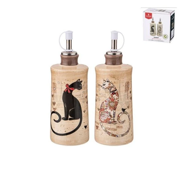 Бутылка для масла 2пр 300мл 6,5*14,5см керамика ПАРИЖСКИЕ КОТЫ (16)