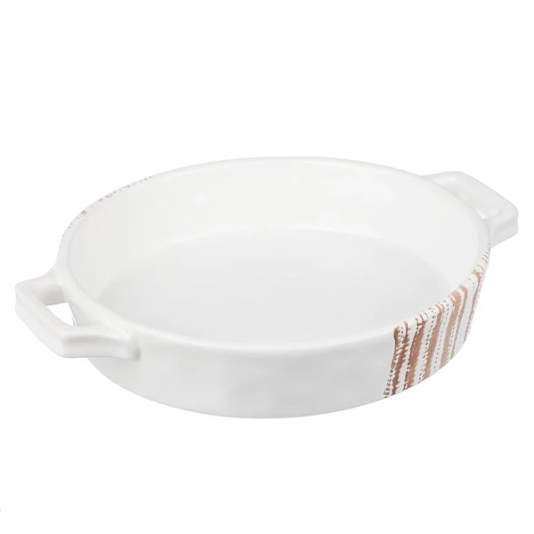 Форма для запекания 1л 25,5*21,5*5см керамика круглая с ручками белая (6)