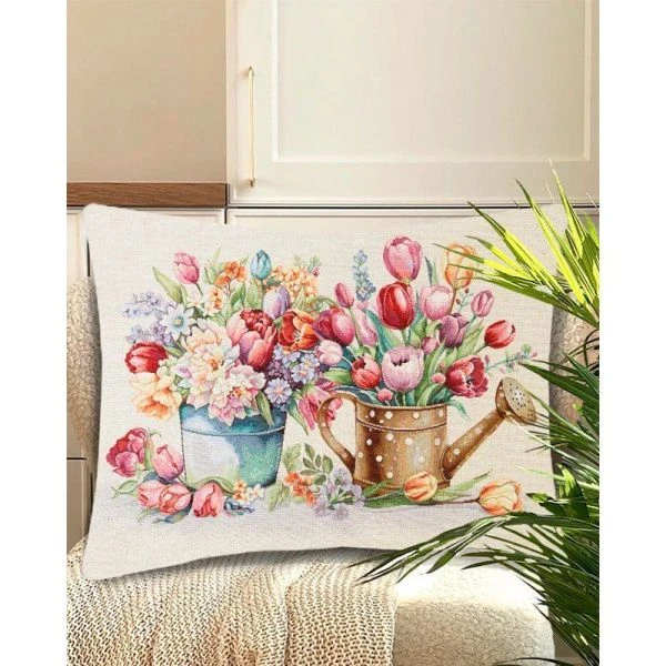 Наволочка декоративная 50*70см гобелен ТЮЛЬПАНЫ