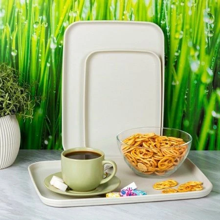 Набор подносов 3шт (17*24/22*30,5/25*35см) пластик белый ротанг (12)