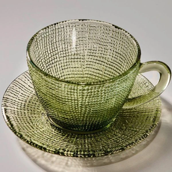 Чайный набор 2пр стекло TEMPO GREEN на 1 персону 350мл (12)