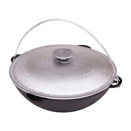 Казан 15л чугун с алюминиевой крышкой 45см h17,8см татарский Туризм (1)