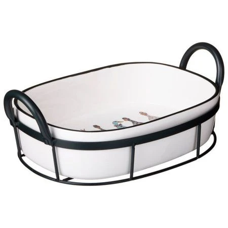 Форма для запекания 1,8л 30*19*9,5см фарфор FAMILY FARM на мет. подставке (8)