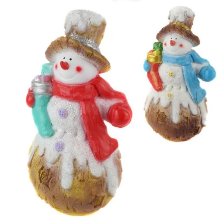 яяяФигурка новогодняя Снеговик с подарком 45см пластик