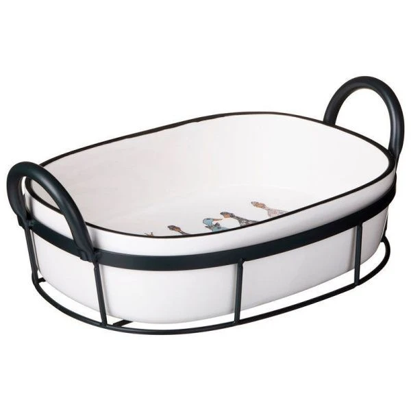 Форма для запекания 1,8л 30*19*9,5см фарфор FAMILY FARM на мет. подставке (8)