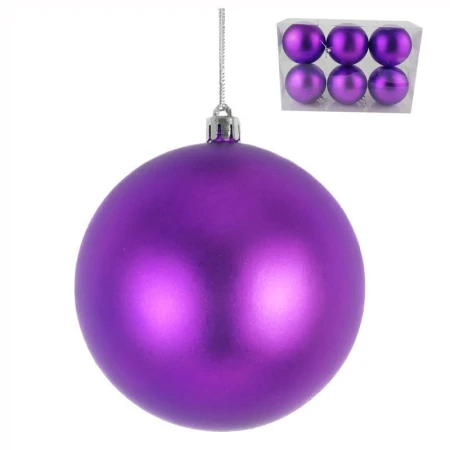 Игрушки новогодние на елку ШАР набор 6шт 8см пластик матовый (фукси) (64)