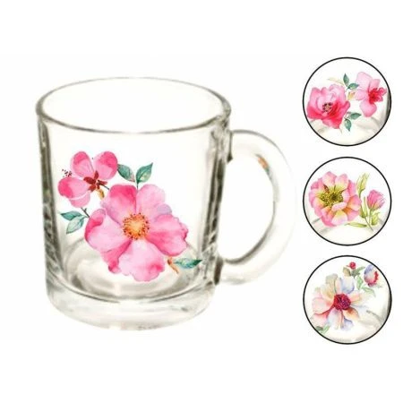Кружка 320мл стекло Чайная АКВАРЕЛЬНЫЕ ЦВЕТЫ 04с1208 (24)