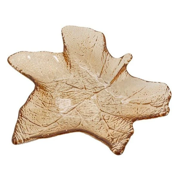 Блюдо 22*23см стекло Кленовый лист Autumn forest янтарное ANLAF-5758-AU25