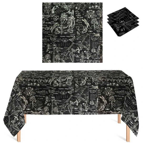 Скатерть 150*150см с салфетками 6шт 40*40см рогожка ВЕРСАЛЬ ЧЕРНЫЙ LeSonnet арт. 3