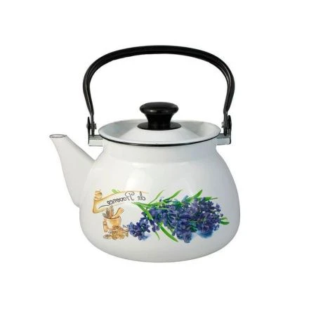 Чайник 3л эмаль АРОМАТ белый с рис. сферический 42104-122/6-У (4)