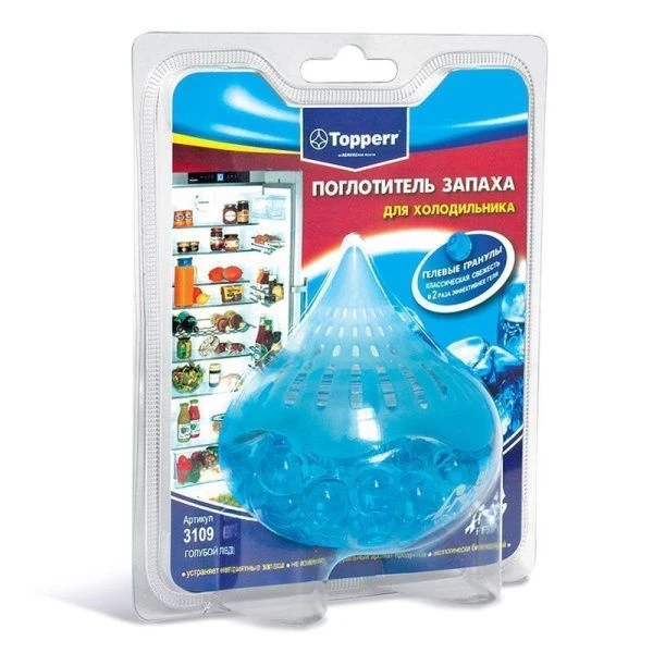 Поглотитель запаха для холодильника гелевый Голубой лед Topperr (10)