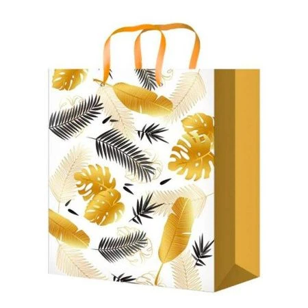 Пакет подарочный 22*31*10см Золотые листья