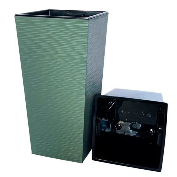 Горшок цветочный 43л 30,5*62см пластик ФИНЕЗИЯ ДЖУТ с вкладкой 20л нефрит (1)