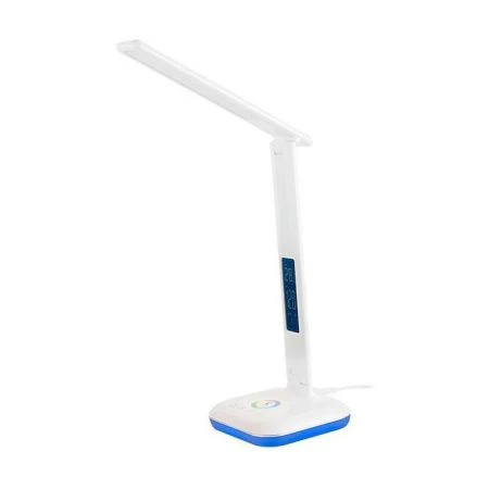 Лампа настольная светодиодная металл GLTL-034-2 белая 8Вт, дисплей с часами  (12)