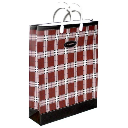 Пакет с пластиковой ручкой 32*42*10см Шотландка темная 03-078 (20/200)