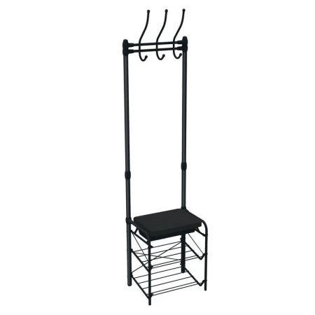 Вешалка напольная 3 крючка, 2 полки с ящиком 475*330*1750мм металл черная матовая ВПШ3 (1)