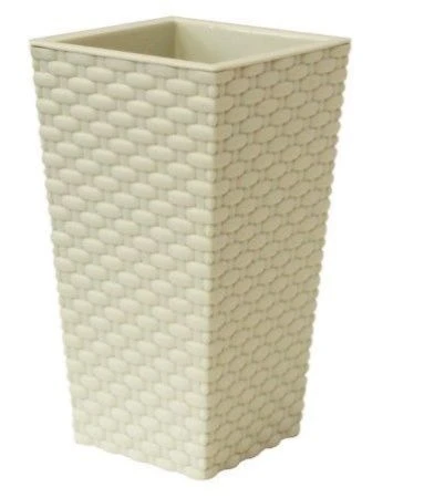 Кашпо 198*198*360мм пластик РОТАНГ белый ротанг (10)