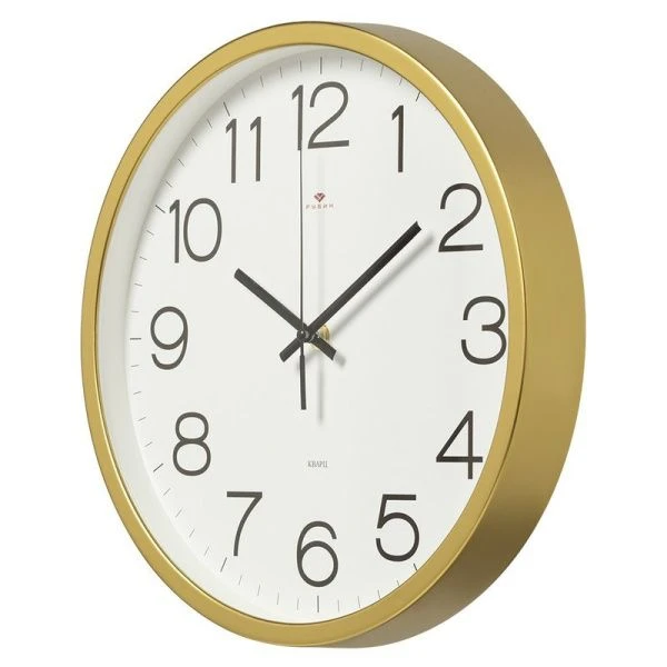 Часы настенные 30см пластик РУБИН Классика золотой (10)